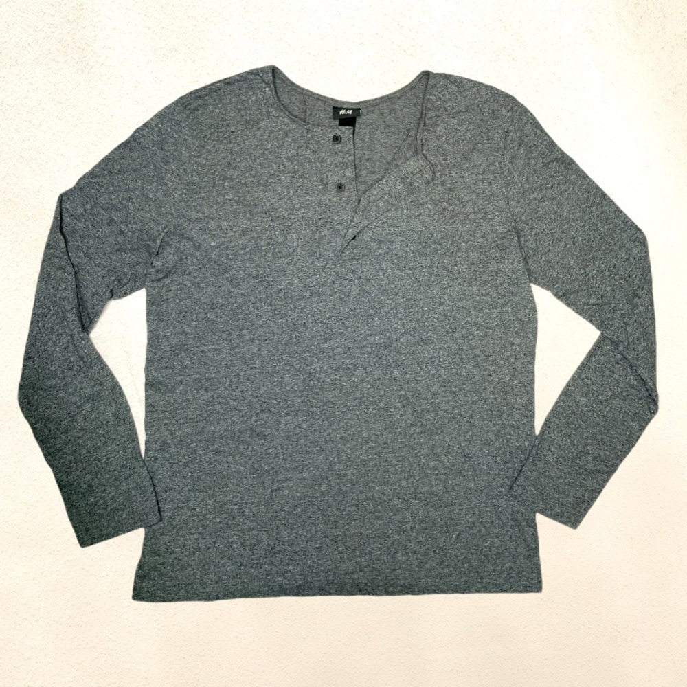 H&M Gray Mens Button Up Long Sleeve